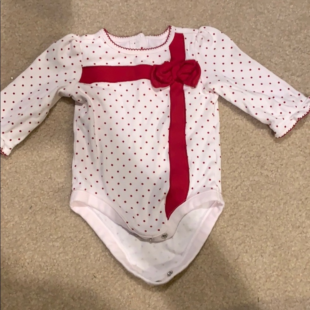 Christmas red polka dot onesie 3-6 months